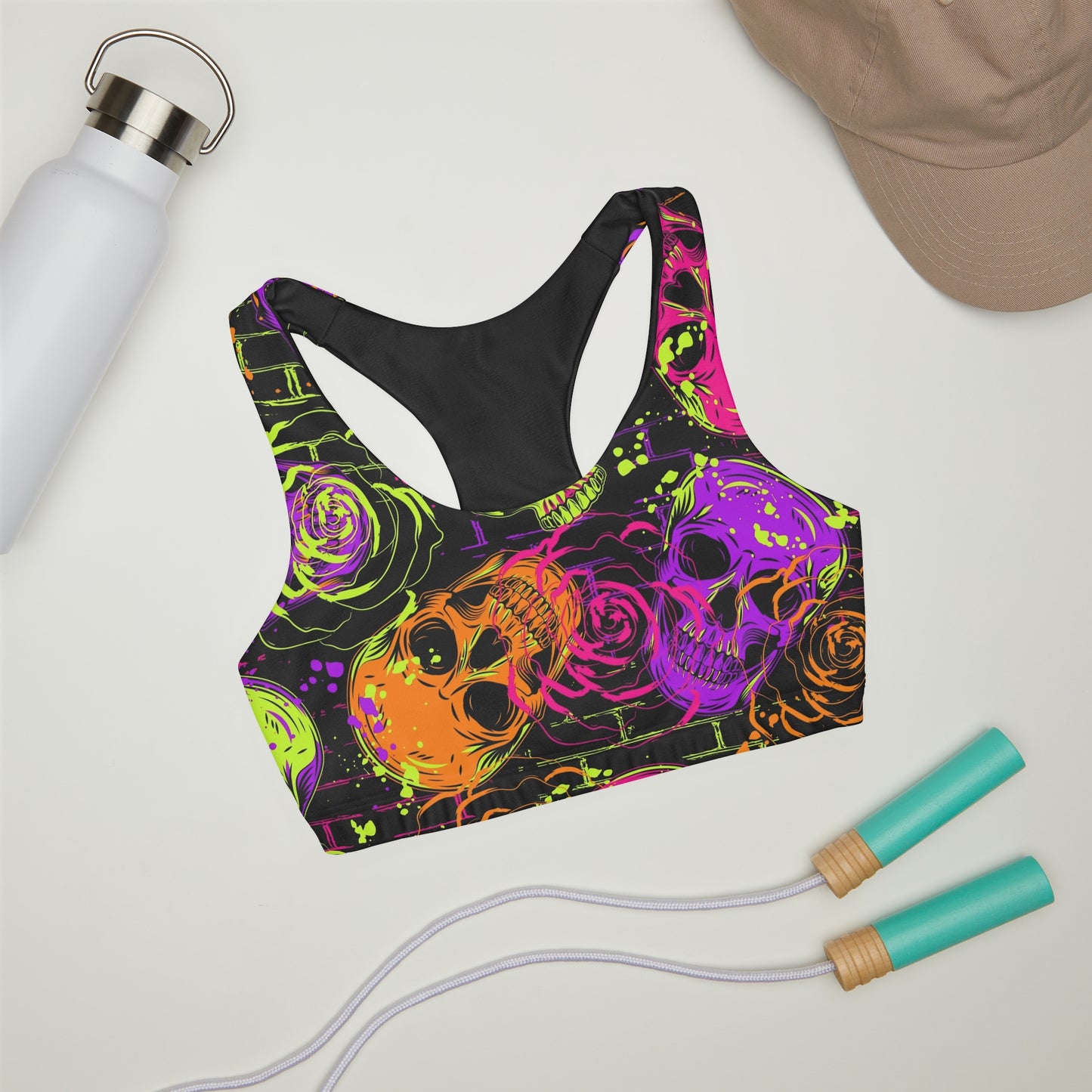 Neon Skull! Girls' Double Lined Seamless Sports Bra