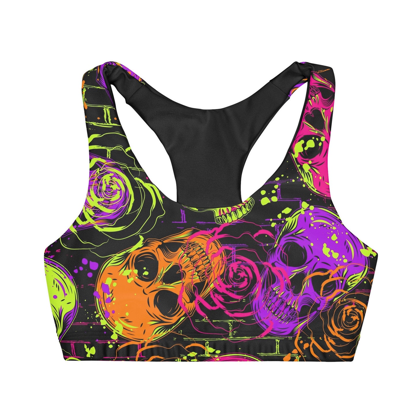 Neon Skull! Girls' Double Lined Seamless Sports Bra